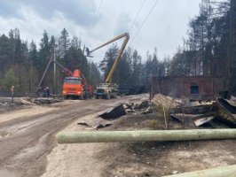 Электроснабжение пострадавшего от пожара посёлка Сосьва восстанавливается